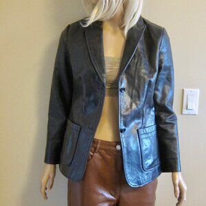 Vintage GAP 2000 Y2K BLACK  LEATHER BLAZER  CELEB STYLE  SIZE S